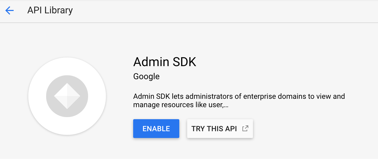 The 'Admin SDK' page The 'Admin SDK' page